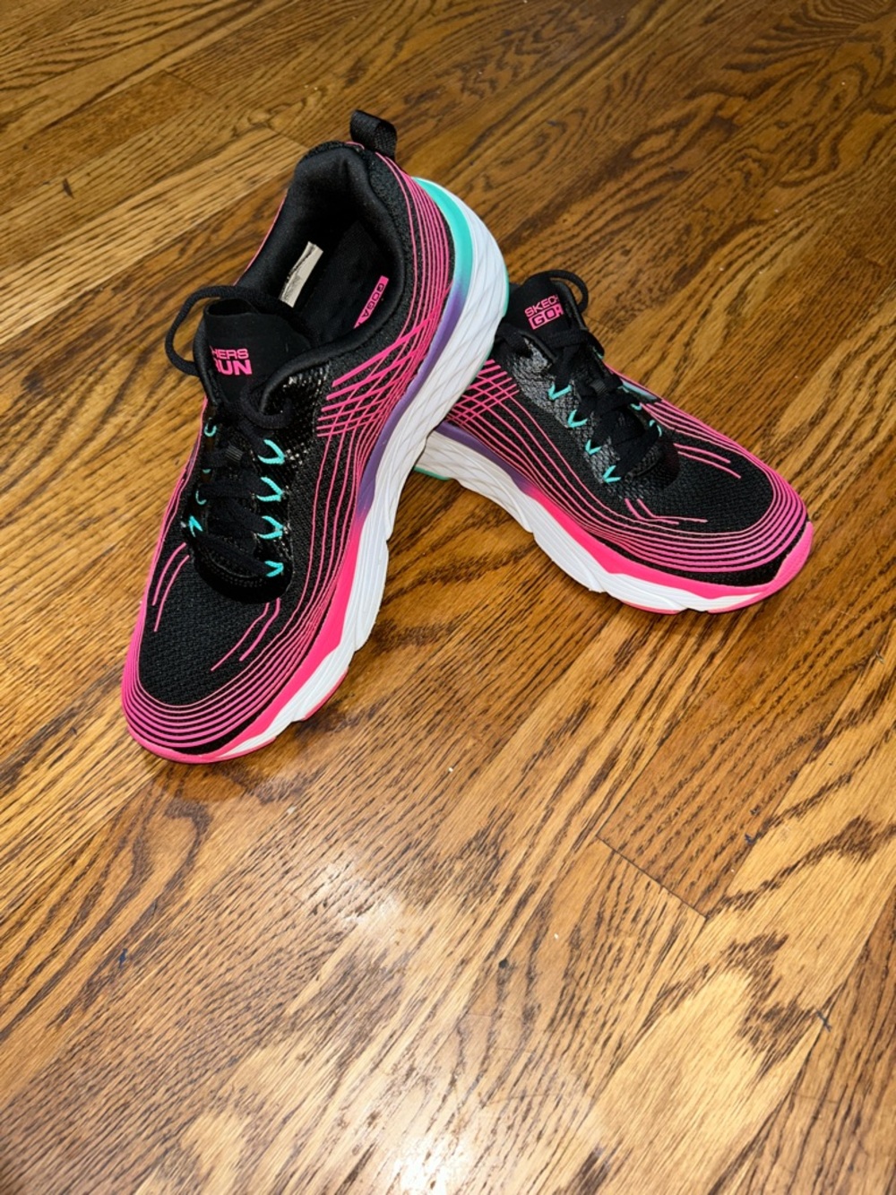 Skechers Women's GoRun Black & Pink Athletic Running Sneakers - Picture 4 of 8